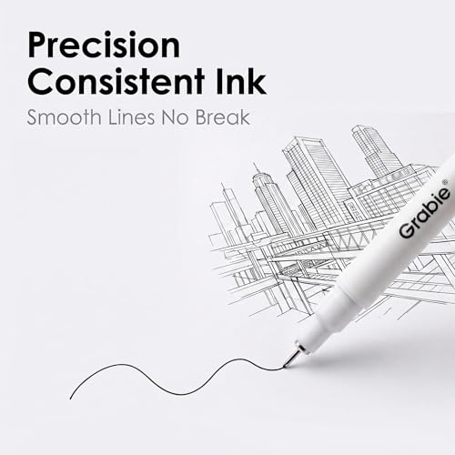Grabie Micro Fineliner Pens, 6 Black Waterproof Drawing Pens - color: 6-Black