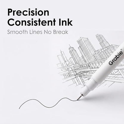 Grabie Micro Fineliner Pens, 6 Black Waterproof Drawing Pens - color: 6-Black