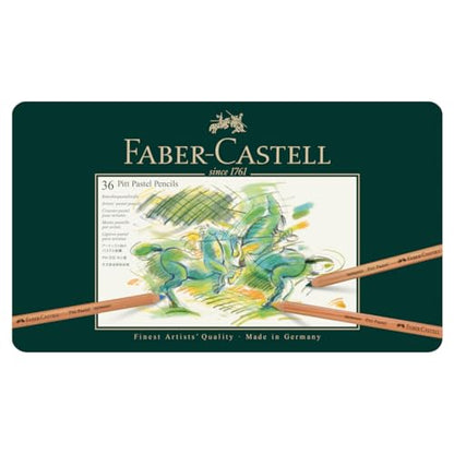 Faber-Castel FC112136 Pitt Pastel Pencils in A Metal Tin (36 Pack), Assorted - size: 36 Count (Pack of 1)