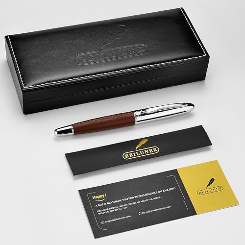 BEILUNER 318 Luxury Pen, Elegant Look,Hand-Stitched Premium Leather-Brown - color: Brown