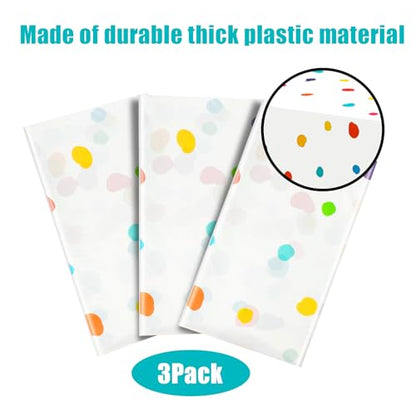 Mindsoft 3 Pcs White Rainbow Polka Dots Plastic Tablecloth Party - color: White, style: Rainbow Polka Dots