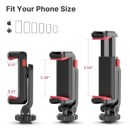 ULANZI ST-06S Phone Tripod Mount, Universal Phone Mount w 2 Cold Shoe