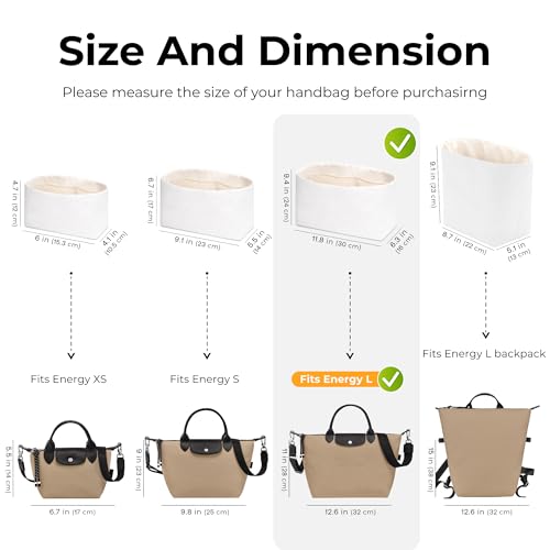 Organizer Compatible with Longchamp Le-Pliage Energy Large - color: Craie, size: Fits Energy L