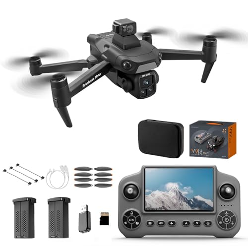 V918 GPS Drone with 8K Camera for Adults, RC Drones with 5 inch HD Screen - color: Black
