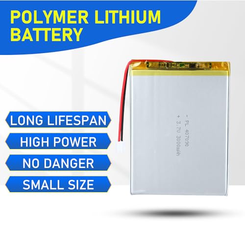 407090 3.7V Lipo Battery 3000mAh 407090 Rechargeable Lithium - size: 407090 3000mAh