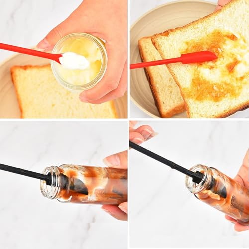4x Mini Silicone Long Spatulas Makeup Scooper for Cosmetics Cream - color: 4pcs Red