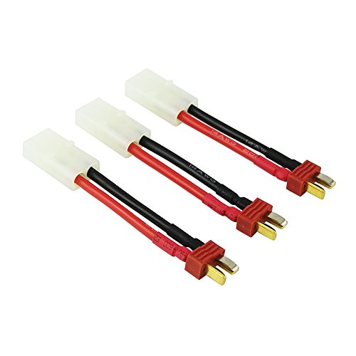 3pcs Male Anti-skid T-plugs to plug for Tamiya Female Connector Adapter Cable 14awg 1.96in for Lipo Charger(pack of 3)