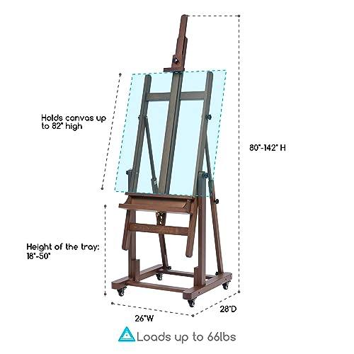 MEEDEN Extra Large Art Easel: H-Frame Wooden Heavy Duty Painting Easel - color: Walnut, size: Large