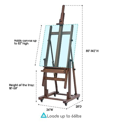 MEEDEN Extra Large Art Easel: H-Frame Wooden Heavy Duty Painting Easel - color: Walnut, size: Large