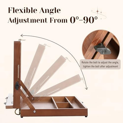 TYYIHUA Tabletop Easel for Painting, Adjustable Wooden Desktop Art Easel