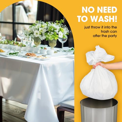 Niuara White Plastic Table Cloth Disposable, 8 Pack, 54 x 108 in - color: White, size: 54" x 108" - 8 Packs