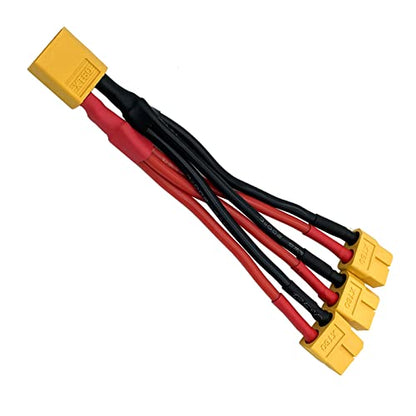 XT60 Parallel Battery Connector Male/Female Cable Extension Y Splitter 3-Way 14AWG Silicone Wire for RC Battery Motor (1 Male to 3 Female) - style: 1 male to 3 female