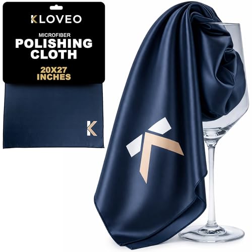 KLOVEO Wine Glass Polishing Cloths - Lint-Free Microfiber - 20x27 Inch