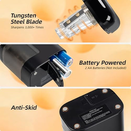 Deli Electric Pencil Sharpener, Battery Operated Portable Pencil Sharpener - color: Black