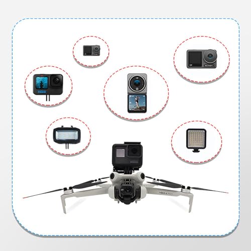 Action Camera Mount Holder, Drone Gimbal Extension Mount Bracket with 1/4" Screw Adapter for DJI Mini 4 Pro/Mini 3/Mini 3 Pro