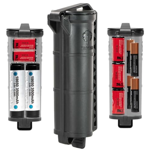 Thyrm CellVault XL Waterproof Battery Storage Case: AA, AAA, CR123, 18650 - color: Black