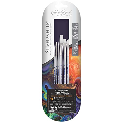 Silver Brush Limited Silverwhite Beginning Class Watercolor Brush Set, 6pc - style: 6 Pc, Beginning Class Set