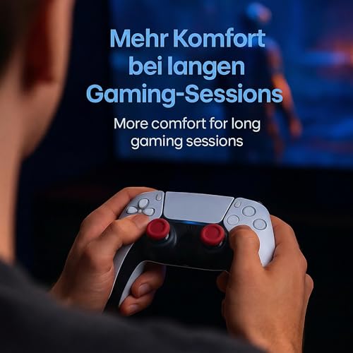 MatoSan Thumbstick Silicone Replacement Caps - Compatible with PS5 Controller & PS4 Controller - Non-Slip Grip for More Precise Control - Protective Caps for Analog Sticks (4 Silicone Red) - color: 4 silicone red