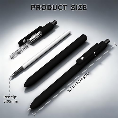 Gel Ink Pens 6-Pack, 0.5mm Fine Point, Quick-Dry Black Ink Retractable Pens