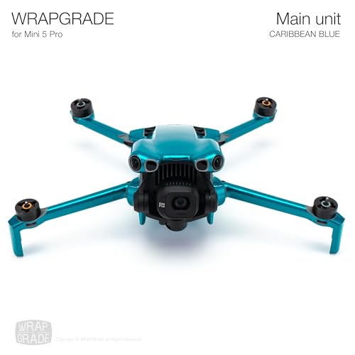 WRAPGRADE Skin Stickers Compatible with DJI Mini 5 Pro (Caribbean Blue) - color: Caribbean Blue