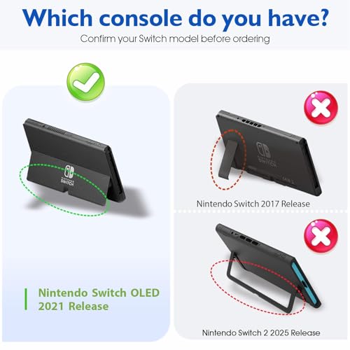 COMCOOL Dockable Case for Nintendo Switch Oled - [9 FT Military Grade Drop Protection] [with Tempered Glass Screen Protector] Protective Cover for Nintendo Switch Oled - Black Offwhite - color: Offwhite Black