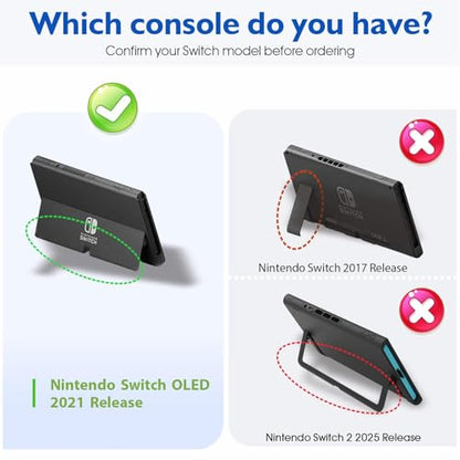 COMCOOL Dockable Case for Nintendo Switch Oled - [9 FT Military Grade Drop Protection] [with Tempered Glass Screen Protector] Protective Cover for Nintendo Switch Oled - Black Offwhite - color: Offwhite Black