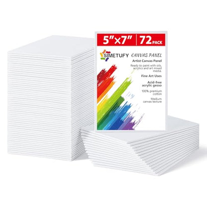 Simetufy 72 Pcs 5x7inch Small Canvas Boards for Kids Painting,Flat Panels - size: 5"x7" - 72 pack