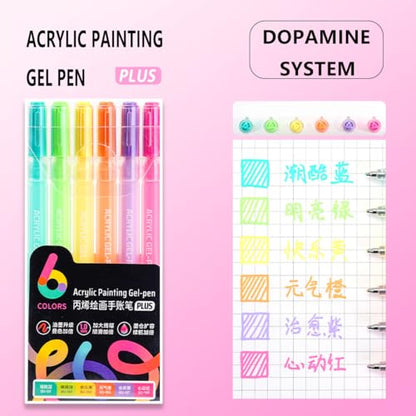 6 Colors 1.0mm Fine Pointed Acrylic Gel Pen Set,Dopamine - color: Beige