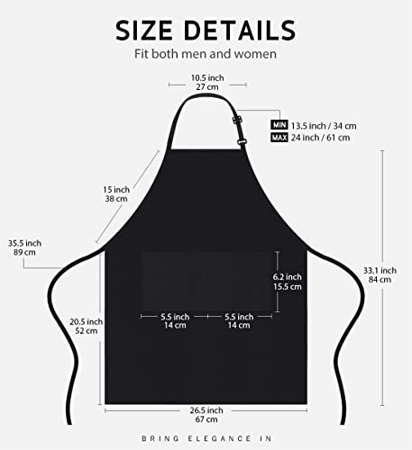 Syntus Apron for Men Women, Adjustable Cooking Kitchen Apron with 2 Pockets - color: Basic Black, style: 2 Polyester Blend