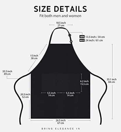 Syntus Apron for Men Women, Adjustable Cooking Kitchen Apron with 2 Pockets - color: Basic Black, style: 2 Polyester Blend