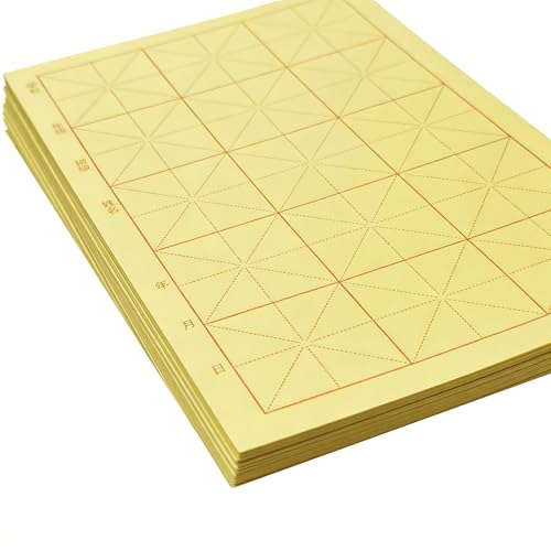 Chinese Calligraphy Practice Paper 180 Sheets, 40gsm Xuan Rice Paper with 7cm Grid for Chinese Brush Writing, Kanji & Japanese Shodo, Ideal for Students and Beginners - size: 180 sheet