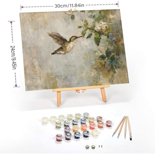 WUDWL Paint by Numbers Kit for Adults Framed Canvas, with Wooden Easel - color: YH05341