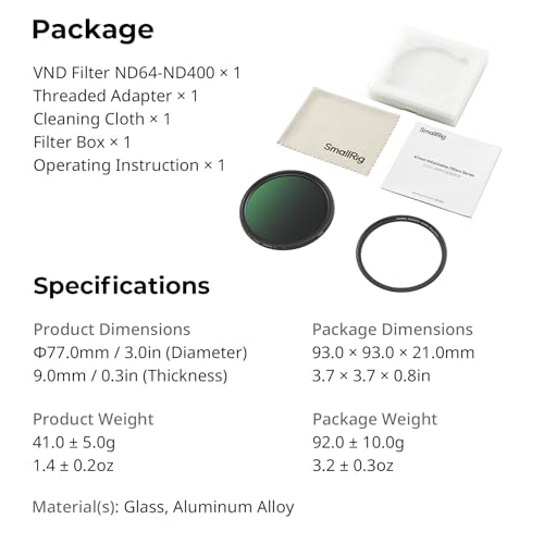 SmallRig Magnetic 67mm VND Filter ND64-ND400 (6-9 Stop) for Phone - 5169 - style: VND ND64-ND400 (6-9 Stop)+Threaded Ring