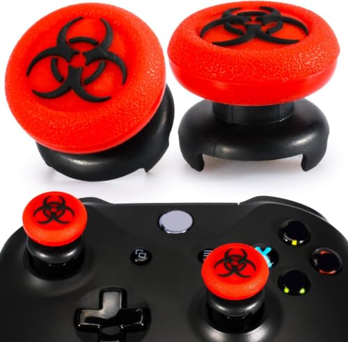 FPS Thumbstick Extender & 3D Texture Rubber Silicone Grip Cover 2 Sets for Xbox Series X/S & Xbox One Controller(BioH Red) - color: bio red