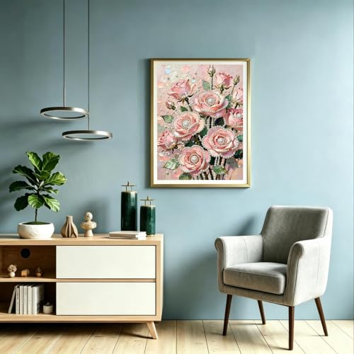 DIYBEADDOT Rose Pearl Diamond Painting Kits for Adults,Diamond Art 12x16In - color: DE6641
