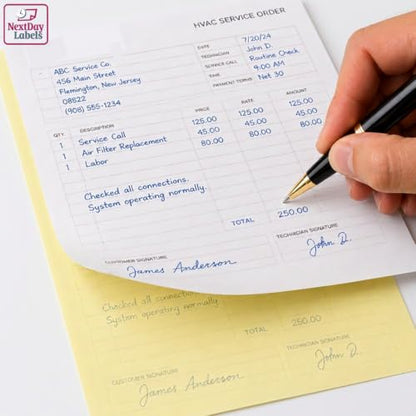 NextDayLabels Carbonless NCR Paper, 2 Part Reverse #5887, 8.5" x 11" - size: 8-1/2" x 11" 2 Part Reverse, #5887