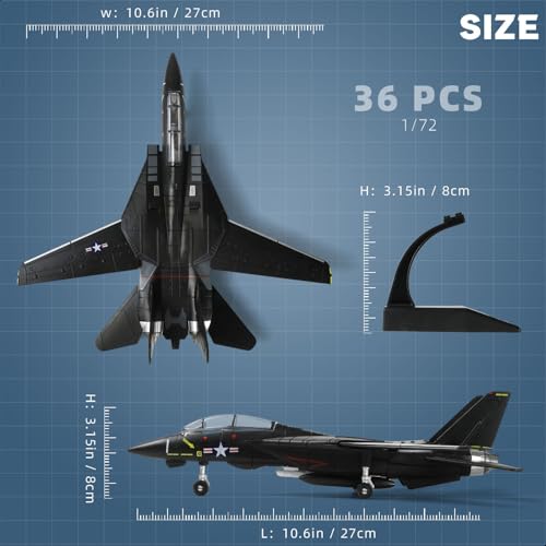 SEBUNAS 1:72 Scale F-14 Tomcat Fighter Jet Quick Build Model Kit (Black) - color: 2.F14 Black