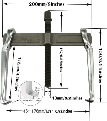 2 Jaw Puller, 2 Claw Gears Puller for Removal of Pulley Flywheel Bearing,Small Gear Puller (8inches) - size: 8inches