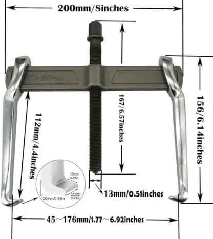2 Jaw Puller, 2 Claw Gears Puller for Removal of Pulley Flywheel Bearing,Small Gear Puller (8inches) - size: 8inches