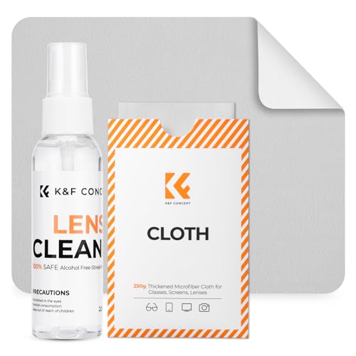 K&F CONCEPT Lens Cleaner Spray Kit,Microfiber CleaningCloth,Glasses Cleaner - size: Cleaner*1+Cloth*1