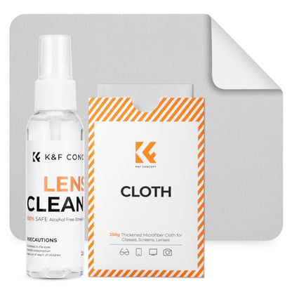 K&F CONCEPT Lens Cleaner Spray Kit,Microfiber CleaningCloth,Glasses Cleaner - size: Cleaner*1+Cloth*1