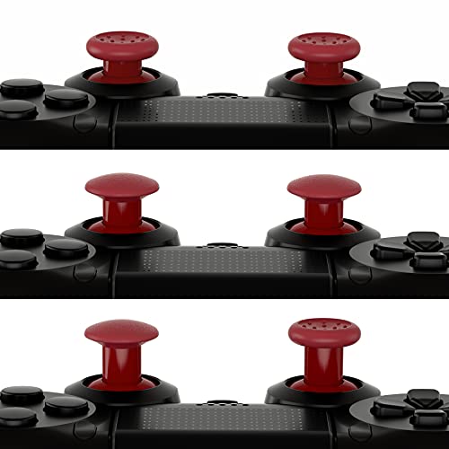 eXtremeRate ThumbsGear Interchangeable Ergonomic Thumbstick for PS5 Controller, for PS4 All Model Controller - 3 Height Domed and Concave Grips Adjustable Joystick - Carmine Red - color: Carmine Red