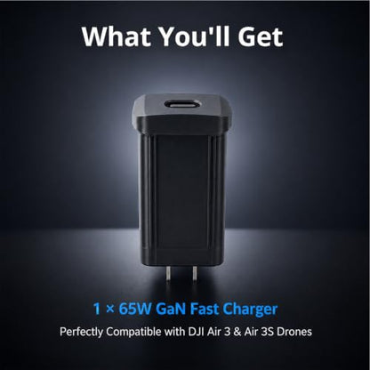 65W Fast Charger for DJI Air 3 Charging Hub,Drone with Camera Power Adapter