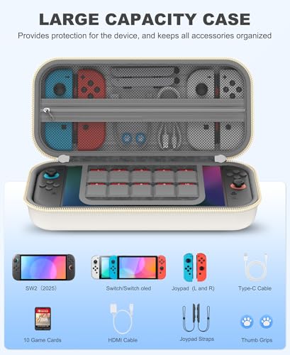 Spican Switch 2 Case Compatible with Nintendo Switch 2 (2025) and Switch/OLED, Switch Travel Carrying Case Hard Shell Protective for Nintendo 3DS & 2DS Games - size: Case Only