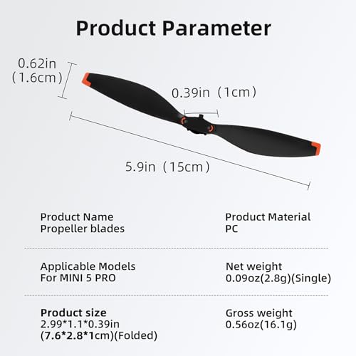 Low-Noise Propellers Drone Blades Quick Release Replacement for DJI Mini 5 PRO, 4Pcs