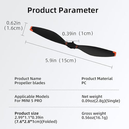 Low-Noise Propellers Drone Blades Quick Release Replacement for DJI Mini 5 PRO, 4Pcs