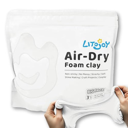 White Air Dry Foam Clay 1.1lbs/500g, Soft & Easy to Mold - color: White