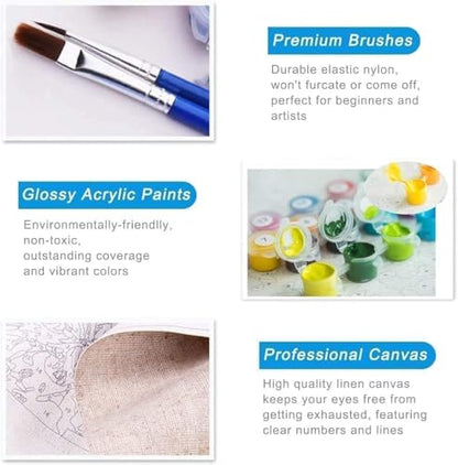 3 Pack Monet Paint by Numbers Kit for Adults Beginner (Without Frame) - color: YH03835