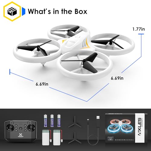 Drones for Kids, RC Drone with Cool Led Lights Mini Remote Control Beginner Drone Indoor Outdoor RC Quadcopter with 3D Flip and 2 Rechargeable Battery Flying Toys Gift for Boys Girls, White