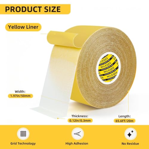 High Tack Double Sided Tape Heavy Duty Grid Mesh Magic,1Pack x 2" x 66FT - size: 1 Pack, 2" x 66FT